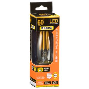 オーム電機 OHM オーム電機 LDC6L/D C6 LED電球 フィラメント シャンデリア形 E26 60形相当 調光器対応 06-3490