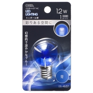 オーム電機 OHM オーム電機 LDG1B-H-E17 14C LEDミニボール球装飾用 G30 E17 1.2W 1lm クリア青色 06-4637