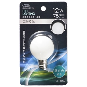 オーム電機 OHM オーム電機 LDG1N-H-E17 15 LEDミニボール球装飾用 G40 E17 1.2W 75lm 昼白色 06-4659
