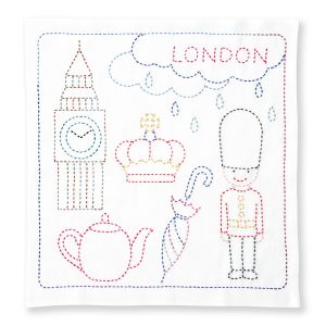 オリムパス オリムパス 刺し子キット 世界を旅する花ふきん LONDON 389