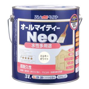 アトムペイント アトムペイント 水性オールマイティーネオ 3L ミルキーホワイト