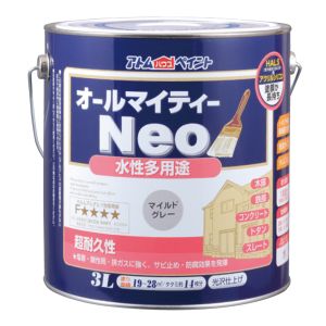 アトムペイント アトムペイント 水性オールマイティーネオ 3L マイルドグレー