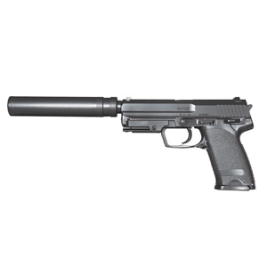 クラウンモデル スライドストップ USP サイレンサー付き エアーコッキング ハンドガン クラウンモデル