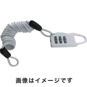 J&C J&C ワイヤー錠 ダイヤル式 ミニコイルロック カラフル 90cm ホワイト 73692