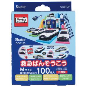 スケーター SKATER スケーター トミカ キャラクター 救急 絆創膏 ばんそうこう Mサイズ 100枚 QQB100