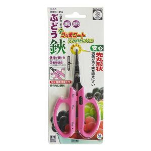 サボテン サボテン B-6 フッ素 先丸 ぶどう鋏 ピンク