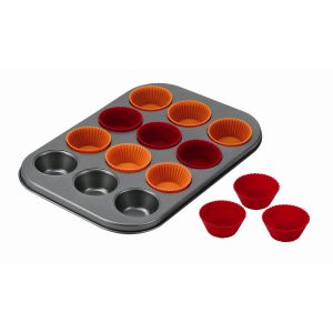 パール金属 パール金属 ベイクメイド シリコーン加工 マフィン型プレート12個取り シリコーンカップ付 D-6589