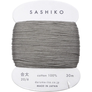 横田 ダルマ ダルマ 刺し子糸 合太 カード巻 約30m Col.229 ねずみ 横田 DARUMA