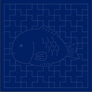 横田 ダルマ ダルマ 刺し子 ふきん 紺 Col.1252 鯛と十字つなぎ 横田 DARUMA