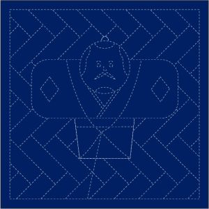 横田 ダルマ ダルマ 刺し子 ふきん 紺 Col.1257 凧揚げと檜垣 横田 DARUMA