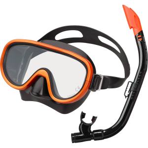 リーフツアラー ReefTourer リーフツアラー シリコーン製マスク&弁付きWガードシュノーケル 大人用2点セット ブラックエナジーオレンジ BKEO RC0117