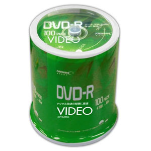 ハイディスク HI DISC ハイディスク VVVDR12JP100 録画用DVD-R 約120分 100枚 16倍速 CPRM 磁気研究所
