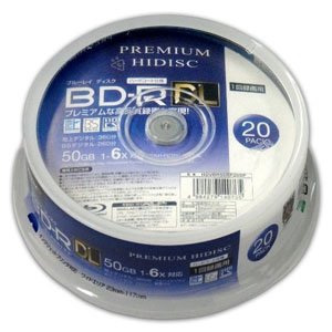 ハイディスク HI DISC ハイディスク HDVBR50RP20SP BD-R DL 50GB 20枚 6倍速 ブルーレイディスク 磁気研究所
