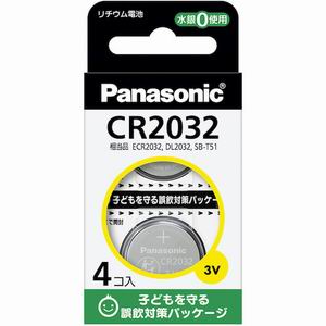 パナソニック Panasonic コイン型リチウム電池 CR-2032/4H