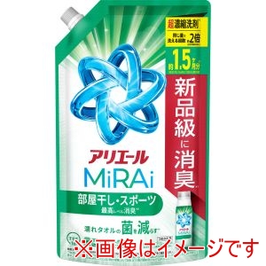 P&G P&G アリエールミライ 超濃縮 部屋干し スポーツ つめかえ 特大サイズ 480g