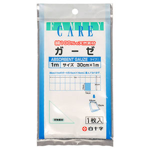 白十字 白十字 ファミリーケア FC ガーゼ 1m 30cm×1m 1枚入
