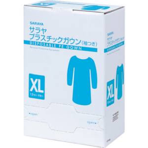 サラヤ SARAYA サラヤ プラスチックガウン 袖つき ブルー XLサイズ 12枚入 51061