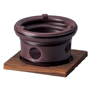 ヤマコー 用美 YAMACO ヤマコー 陶器 丸コンロ 赤茶 固形燃料専用 21249 用美