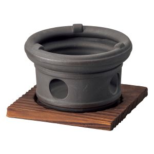 ヤマコー 用美 YAMACO ヤマコー 陶器 丸コンロ 黒 固型燃料専用 21522 用美
