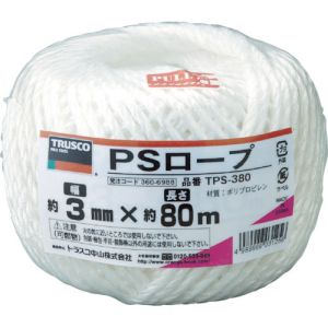 トラスコ TRUSCO トラスコ PSロープ 幅3mm×長さ80m 白 TPS-380