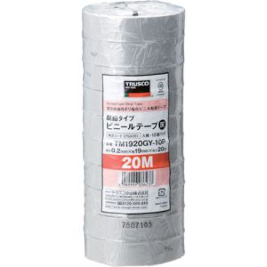 トラスコ TRUSCO トラスコ 脱鉛タイプ ビニールテープ 19×20m 灰 10巻入り TM1920GY-10P