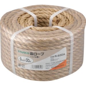 トラスコ TRUSCO トラスコ R-930A 麻ロープ 3つ打 線径9mm×長さ30m TRUSCO