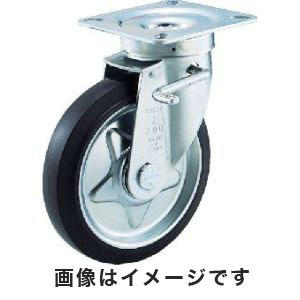 トラスコ TRUSCO トラスコ TJB-200C αプレス製ゴムキャスター 自在ダブルストッパー付 Φ200 TRUSCO