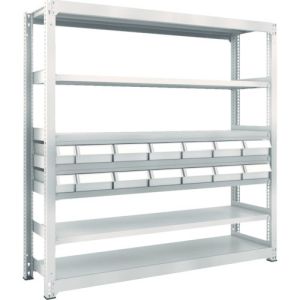 トラスコ中山 TRUSCO M3型中量棚 H1800 樹脂NG引出付 小X2大X12 M3-6657-E2F12 メーカー直送 代引不可