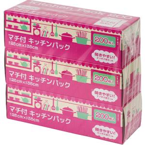 ケミカルジャパン ケミカルジャパン マチ付 キッチンパック 半透明 200枚×3個入 PC-200M-3