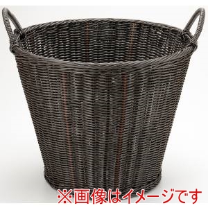 萬洋 MANYO 萬洋 91-410L 樹脂深型バスケット手付ダークブラウン 大 ステンレス枠付