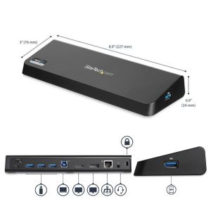 スターテックドットコム StarTech.com スターテック ZU201A8 ドッキングステーション USB-A デュアルモニター 4K HDMI DP 4x USB-Aハブ GbE
