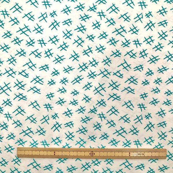  BENARTEX BENARTEX USA1043 Hashtags Teal/white 100cm×110cm幅 輸入生地 USAコットン メーカー直送 代引不可 北海道沖縄離島不可