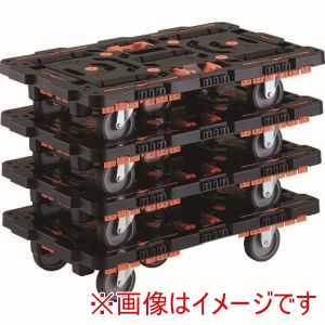 トラスコ TRUSCO トラスコ BT700KJ3-E100T-M4 連結式樹脂製平台車 ビートル 700X450 自在3輪 コボレ止めセット とめたろう付 4台セット 直送 北海道沖縄離島不可 