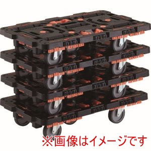 トラスコ TRUSCO トラスコ BT700KJ5-E100T-M4 連結式樹脂製平台車 ビートル 700X450 自在5輪 コボレ止めセット とめたろう付 4台セット 直送 北海道沖縄離島不可 