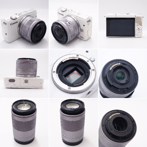  Canon 中古 EOS M10 ホワイト ダブルレンズキット 251041001405/400210002848/380211000641 Bランク