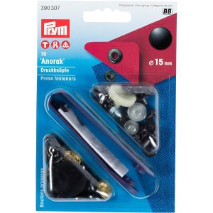 プリム Prym プリム スナップボタン Anorak キット付 φ15mm 10組入 ブラック PRM390307 Prym
