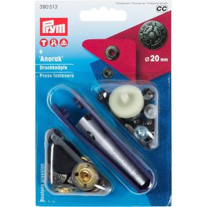 プリム Prym プリム スナップボタン Anorak キット付 φ20mm 6組入 アンティークシルバー PRM390513 Prym