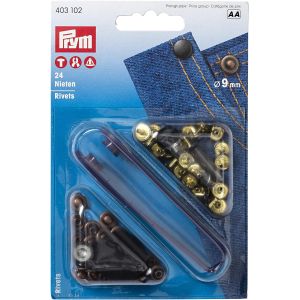 プリム Prym プリム リベット Nieten キット付 φ9mm 24組入 オールドカッパー ブラックニッケル PRM403102 Prym