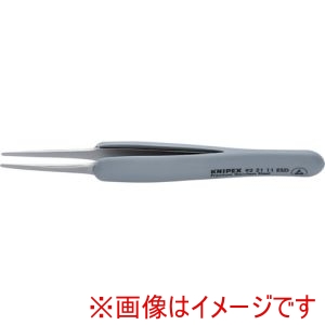 クニペックスツールズ KNIPEX クニペックス 9221-11ESD ラバーハンドル付き精密ピンセット 先広 123ММ