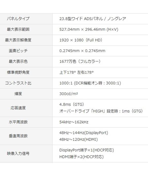  グリーンハウス GreenHouse グリーンハウス GH-GLCC238AZ-BK ゲーミングモニター 23.8インチ 144Hz ブラック