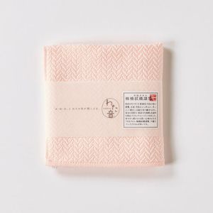 楠橋紋織 楠橋紋織 くすばしタオル わた音 ヘリンボン ハンカチタオル 25cm×25cm ピンク 1-65608-86-P