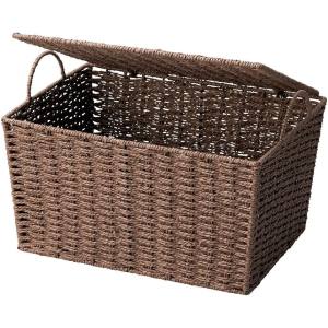 ちどり産業 ちどり産業 カラーペーパー 蓋付 ダークブラウン 取っ手付き 収納 ボックス カゴ CH-412DBR