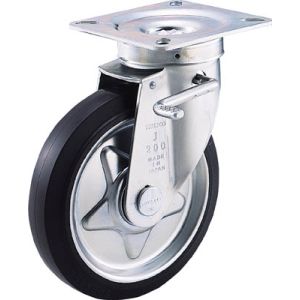 トラスコ TRUSCO トラスコ プレス製ゴムキャスター 自在ダブルストッパー付 Φ200 1個 TJB-200