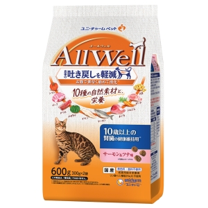 ユニチャーム unicham ユニチャーム All Well 10種の自然素材 10歳以上の腎臓の健康維持用 サーモン&ツナ味 600g