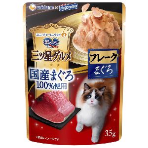 ユニチャーム Unicharm ユニチャーム  銀のスプーン 三ツ星グルメ パウチ 全猫用 国産まぐろ100% フレークまぐろ 35g