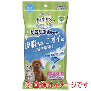 ユニチャーム Unicharm ユニチャーム デオクリーン からだふきシート 小型犬用 無香 28枚