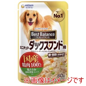 ユニチャーム unicham ユニチャーム ベストバランス パウチ ミニチュア・ダックスフンド用 鶏ささみ・緑黄色野菜・キャベツ入り 60g