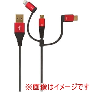 エアージェイ air-J エアージェイ UKJ-PLMC100 RD プレミアム3in1 USB充電ケーブル 1M RD