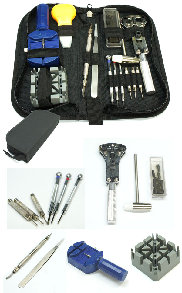  あきばお～ 時計修理工具メンテナンス14点セット 専用ケース付