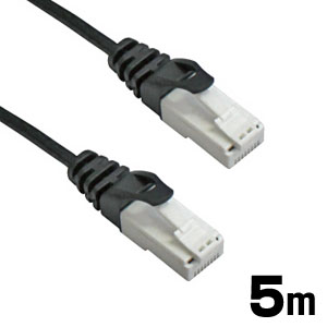 あきばお～ LANケーブル スリムタイプ 極細 5m ブラック ツメ折れ防止 CAT6対応